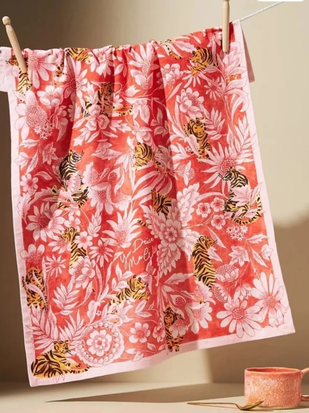 Anthropologie Drive You Wild Tiger Kitchen Towel